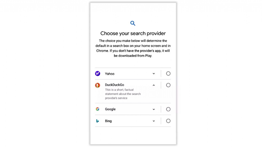 google seleziona provider esterni in android